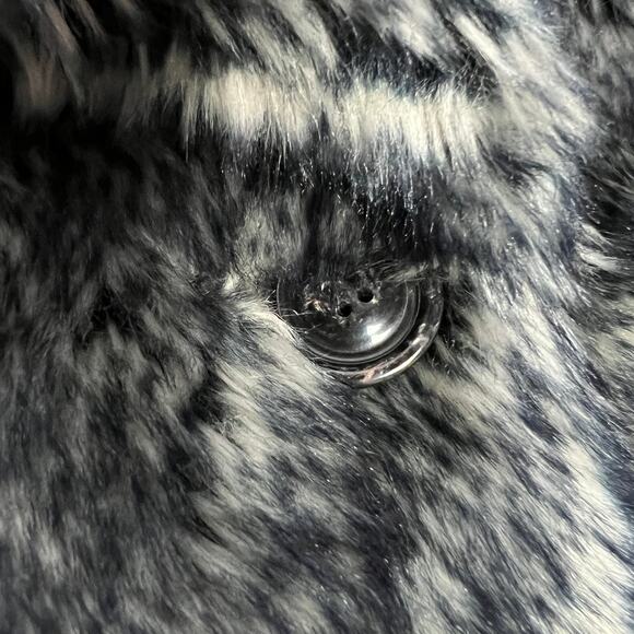 Mobwife Rampage Faux Fur Coat Y2K 90s Glam Quiet Luxury L Women Blue Gray Black - Picture 5 of 13